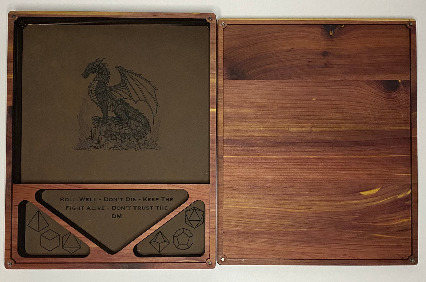 Dice Holder & Rolling Tray - Extra Large Sized - Magnetic Closure with Faux Leather Rolling Surface