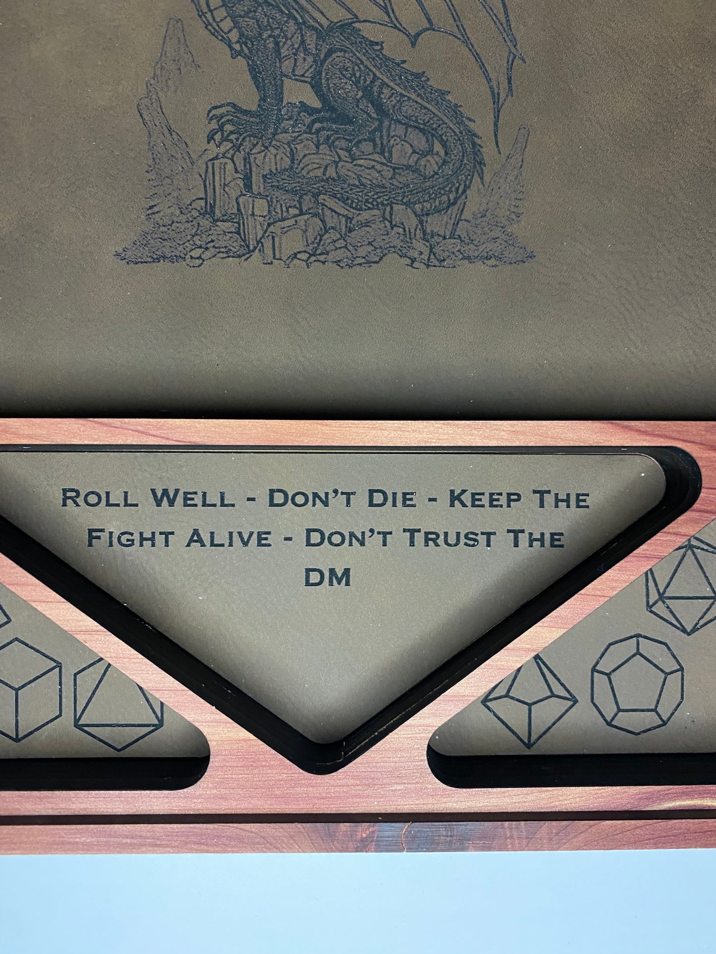 Dice Holder & Rolling Tray - Extra Large Sized - Magnetic Closure with Faux Leather Rolling Surface