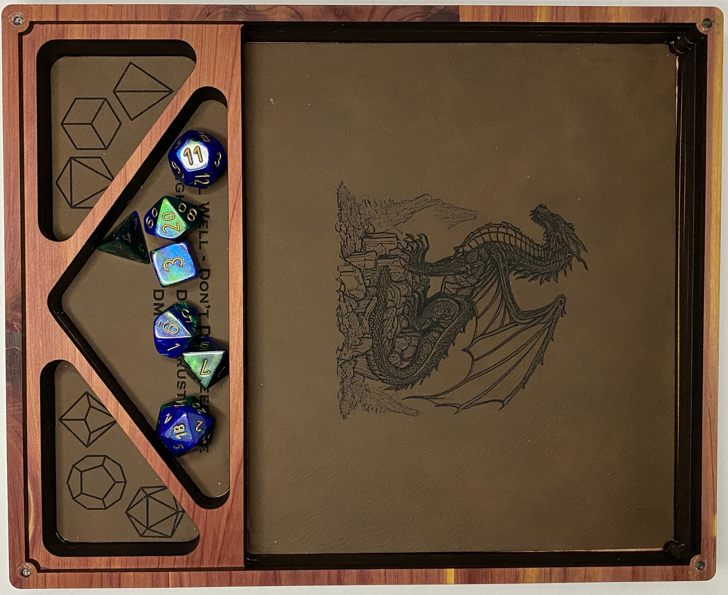 Dice Holder & Rolling Tray - Extra Large Sized - Magnetic Closure with Faux Leather Rolling Surface