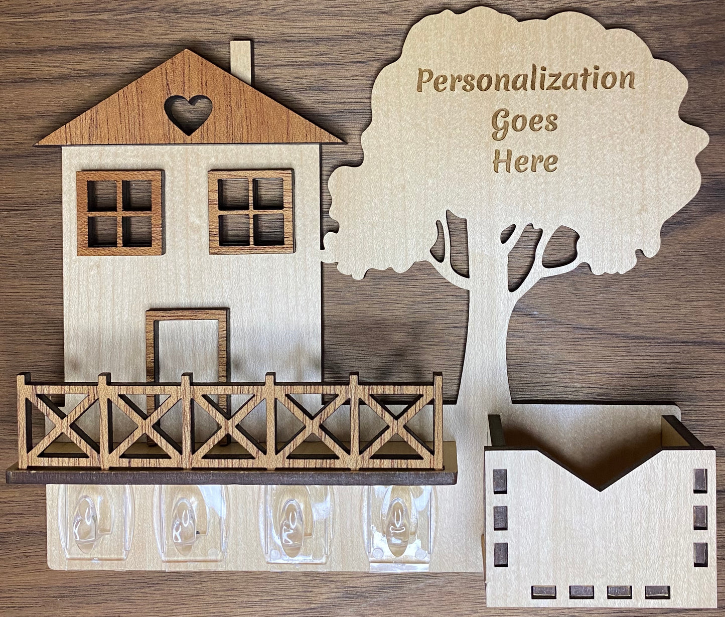 Hardwood Veneer Wall Mount Keychain Holder