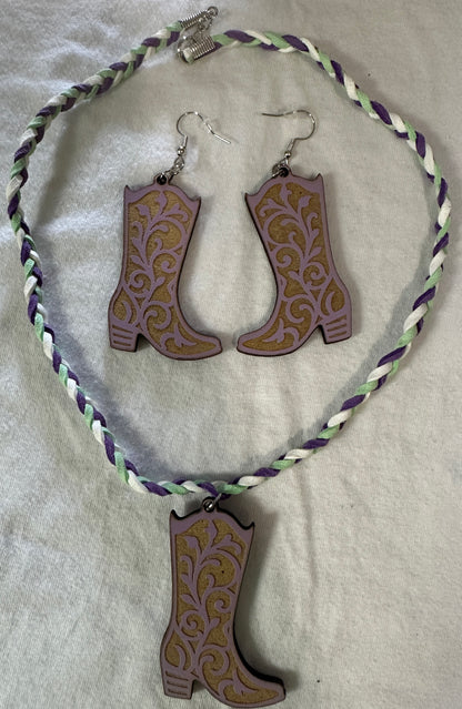 Western Boots Necklace & Earrings Set