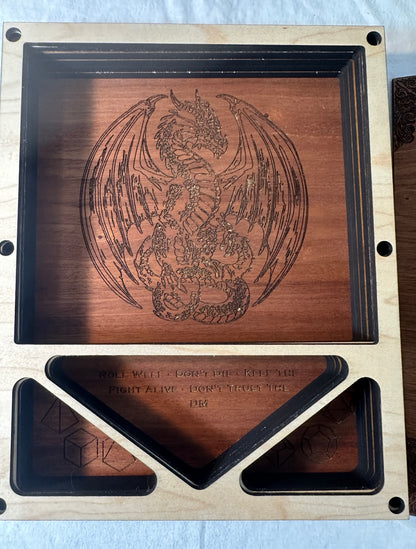 Dragonforge Wyrmkeeper’s Hoard Engraved Wooden Dice Rolling Tray