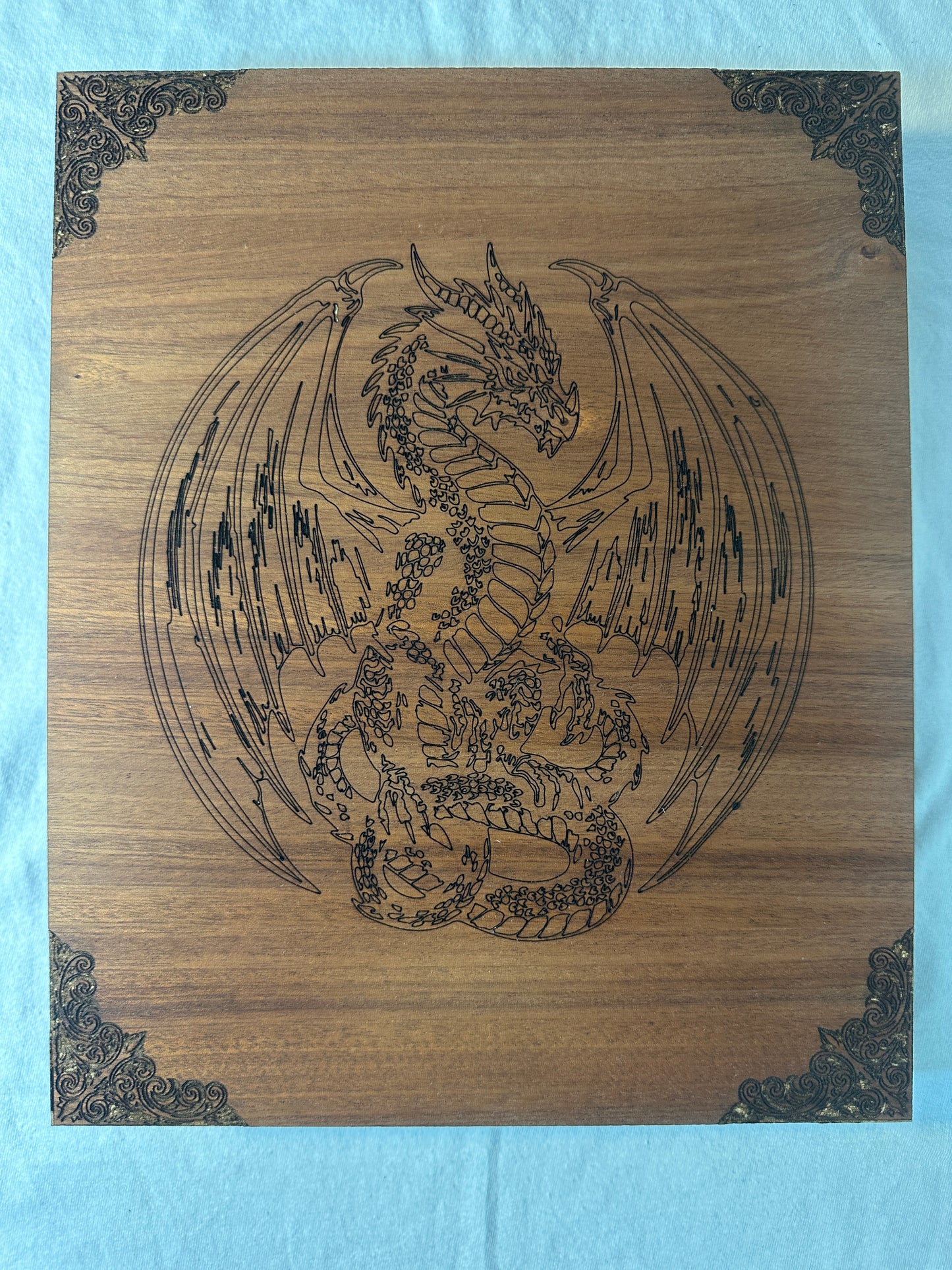 Dragonforge Wyrmkeeper’s Hoard Engraved Wooden Dice Rolling Tray
