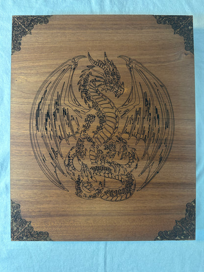 Dragonforge Wyrmkeeper’s Hoard Engraved Wooden Dice Rolling Tray