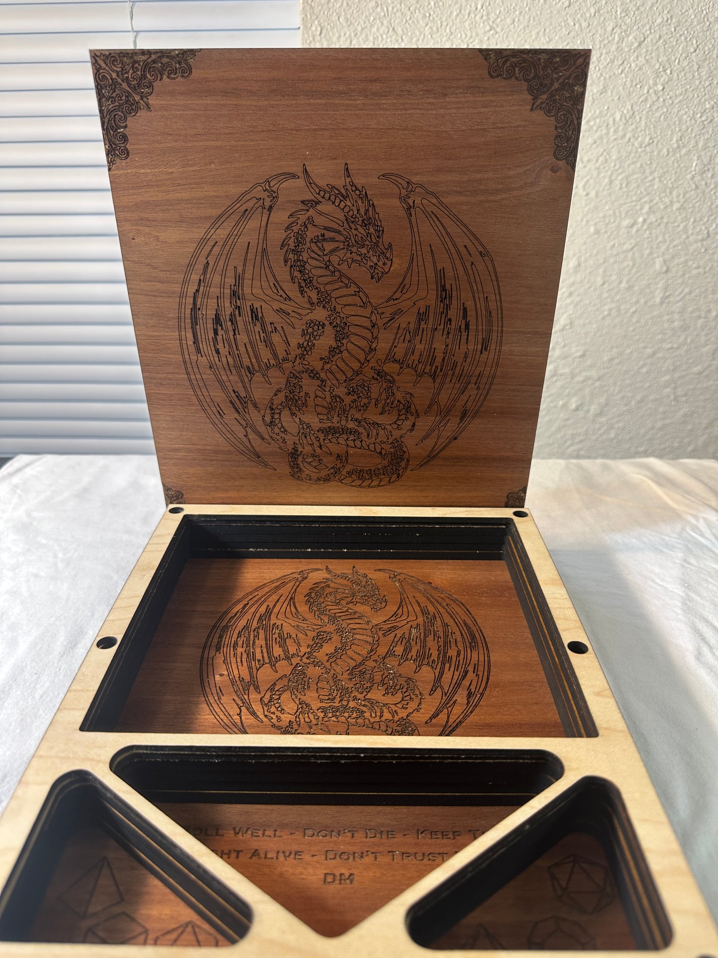 Dragonforge Wyrmkeeper’s Hoard Engraved Wooden Dice Rolling Tray