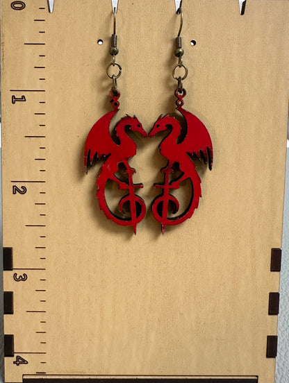 Red Dragon Pendant Necklace & Earrings Set