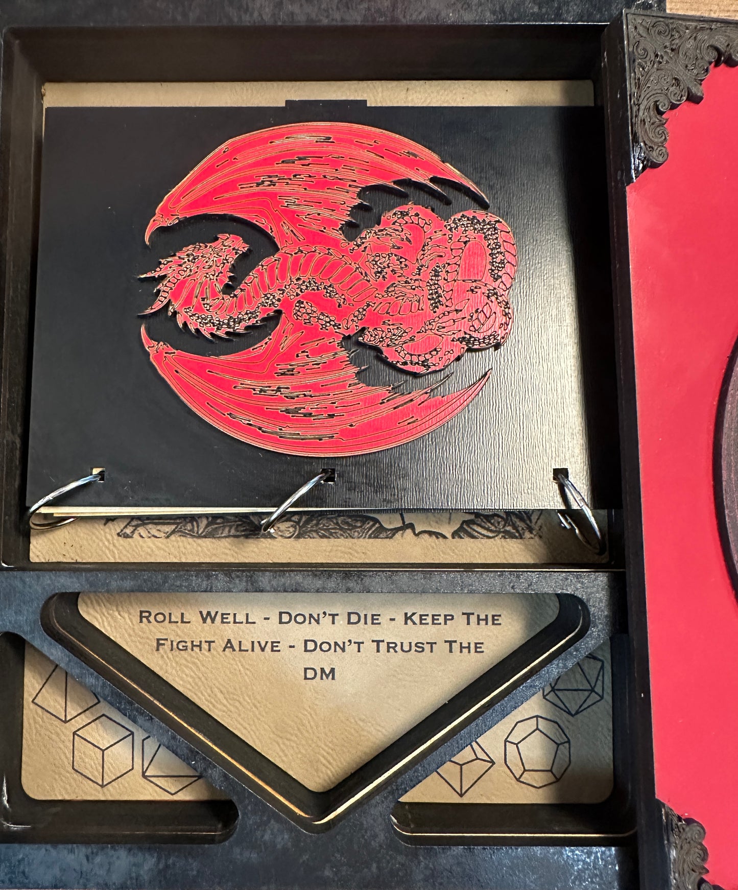 Dragonforge Wyrmkeeper’s Hoard Red & Black Dice Rolling Tray & Campaign Journal Set