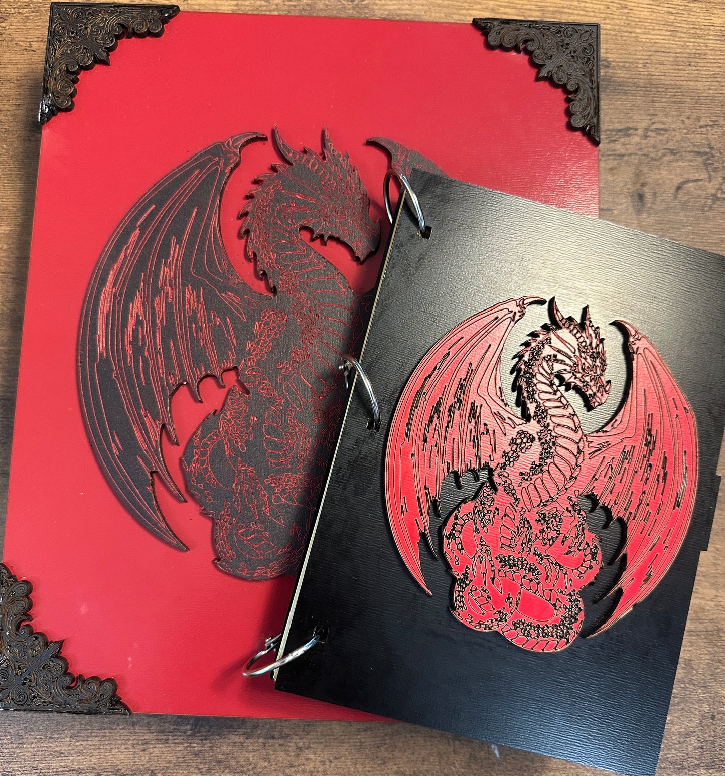 Dragonforge Wyrmkeeper’s Hoard Red & Black Dice Rolling Tray & Campaign Journal Set