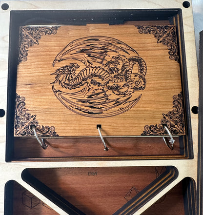Dragonforge Wyrmkeeper’s Hoard Engraved Wooden Dice Rolling Tray & Campaign Journal Set