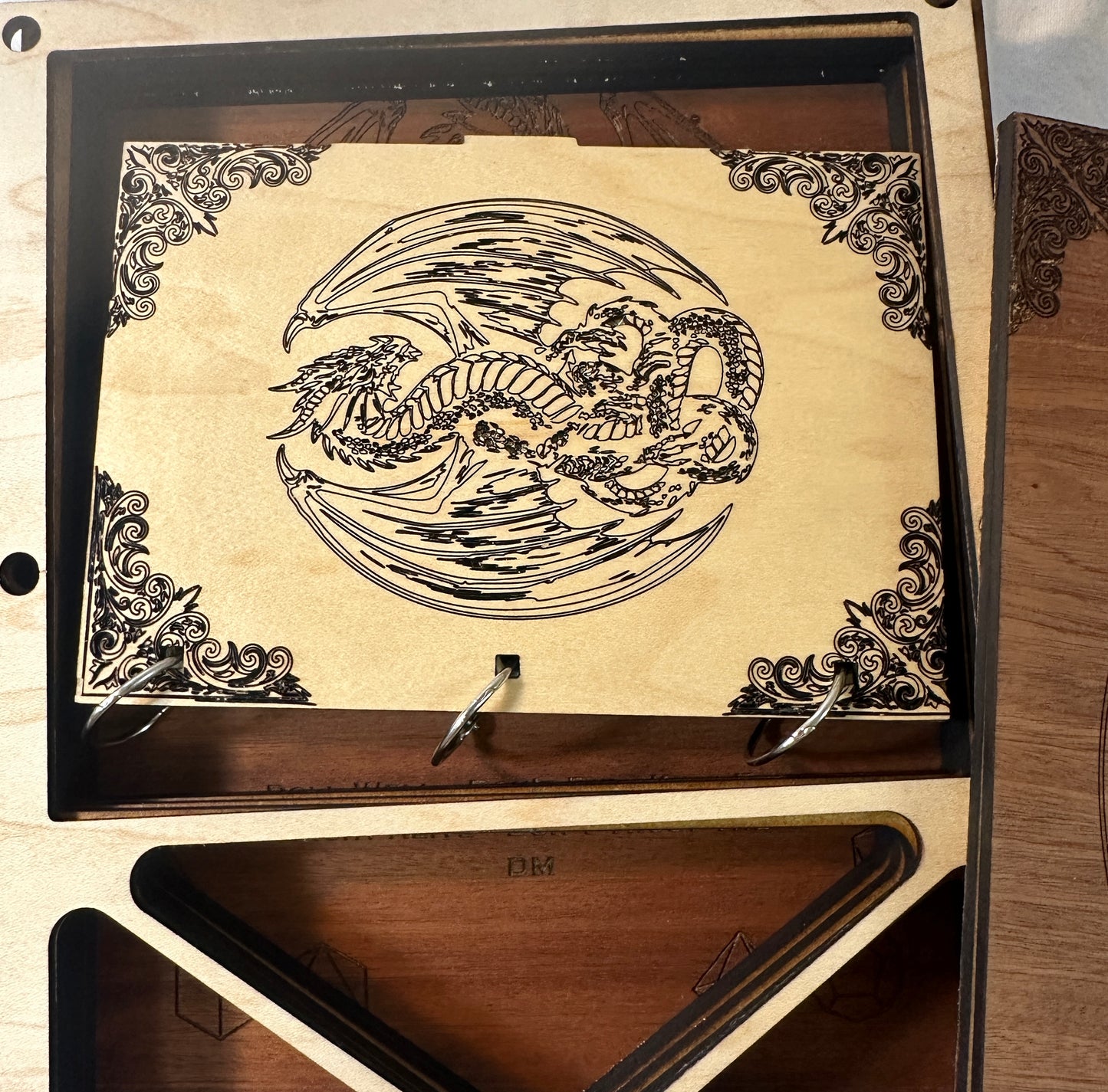 Dragonforge Wyrmkeeper’s Hoard Engraved Wooden Dice Rolling Tray & Campaign Journal Set
