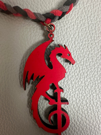 Red Dragon Pendant Necklace & Earrings Set