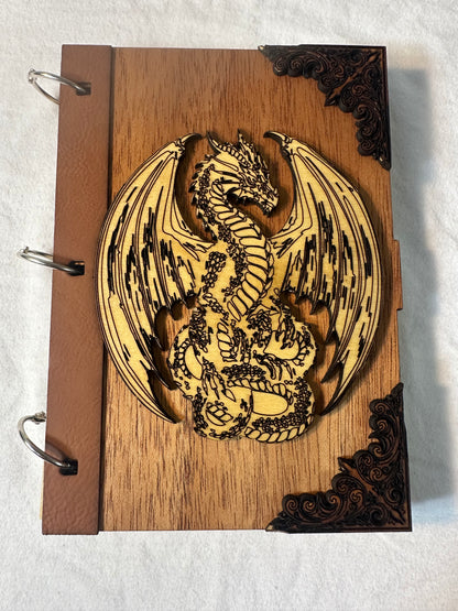 Fantasy 3D Laser Engraved TTRPG Player or DM/GM Adventure Notebook Journal