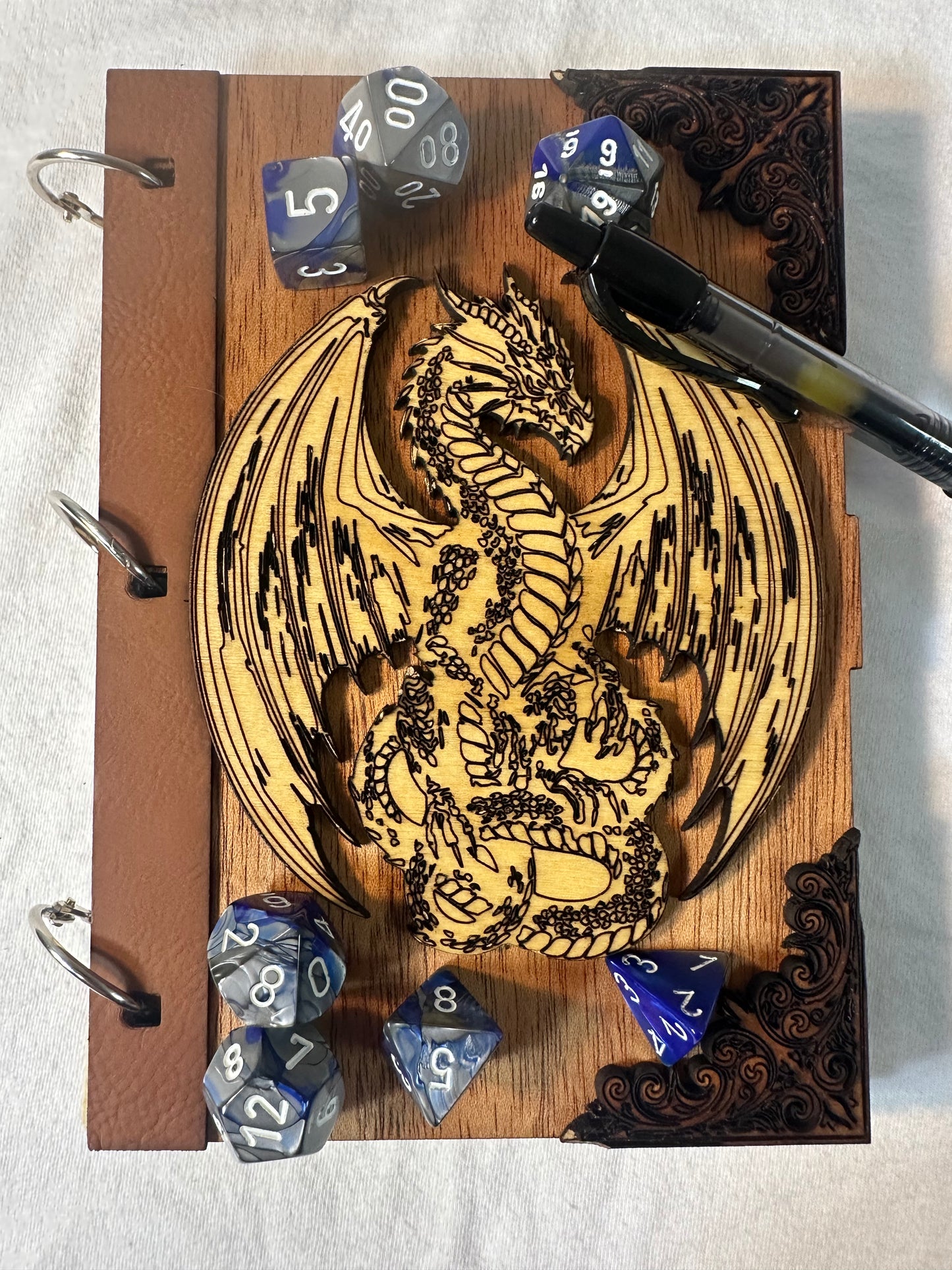 Fantasy 3D Laser Engraved TTRPG Player or DM/GM Adventure Notebook Journal