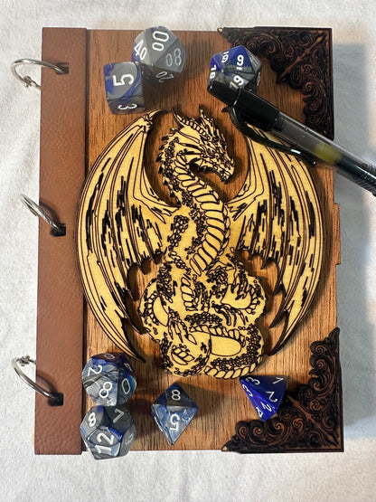 Fantasy 3D Laser Engraved TTRPG Player or DM/GM Adventure Notebook Journal