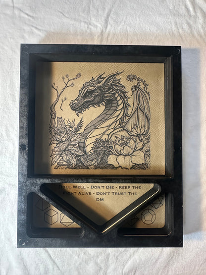 Laser Cut and Engraved Wooden Dice Rolling Tray for DnD