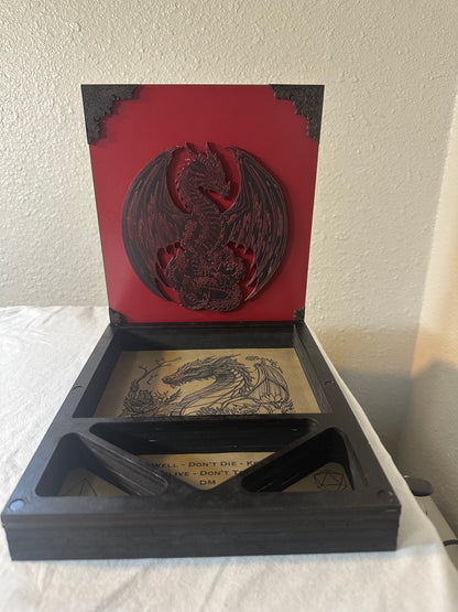 Laser Cut and Engraved Wooden Dice Rolling Tray for DnD
