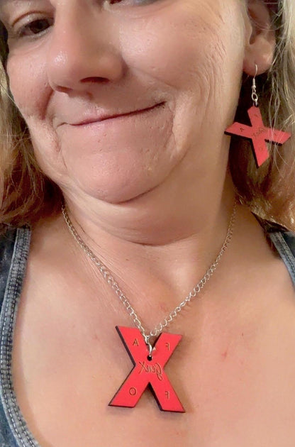 GenX Red Wooden Necklace w/ Silver Chain