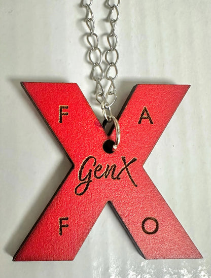 GenX Red Wooden Pendant Necklace and  Earrings Set