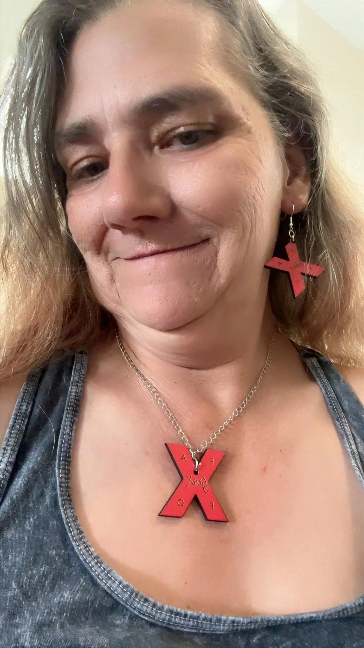 GenX Red Wooden Pendant Necklace and  Earrings Set