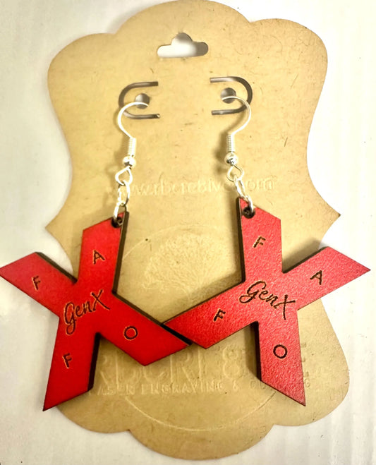 GenX Red Wooden Earrings