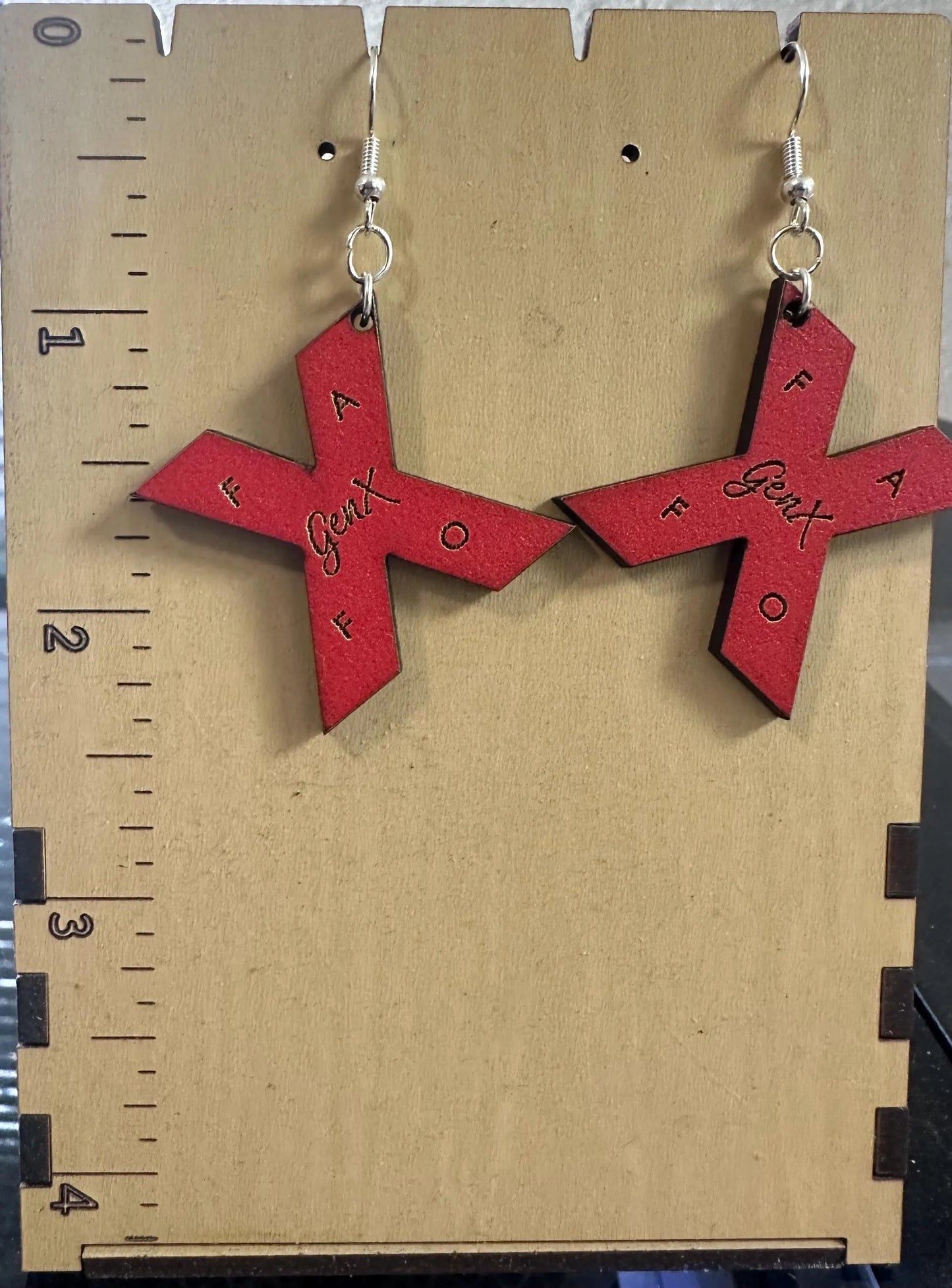 GenX Red Wooden Earrings