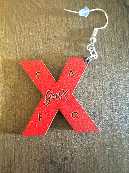GenX Red Wooden Pendant Necklace and  Earrings Set