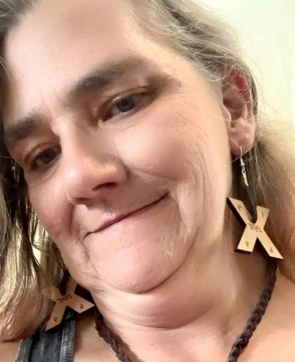 GenX Boho Style Leather and Wood Earrings