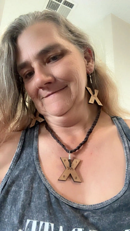 GenX Boho Style Leather and Wood Necklace & Earrings Set