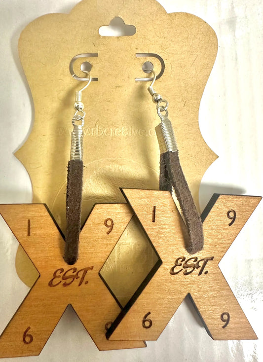 GenX Boho Style Leather and Wood Earrings