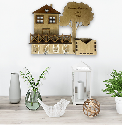 Hardwood Veneer Wall Mount Keychain Holder